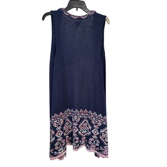 New Directions Navy lightweight Sweater Vest with Patterned hem Sz XL - Picture 4 of 7